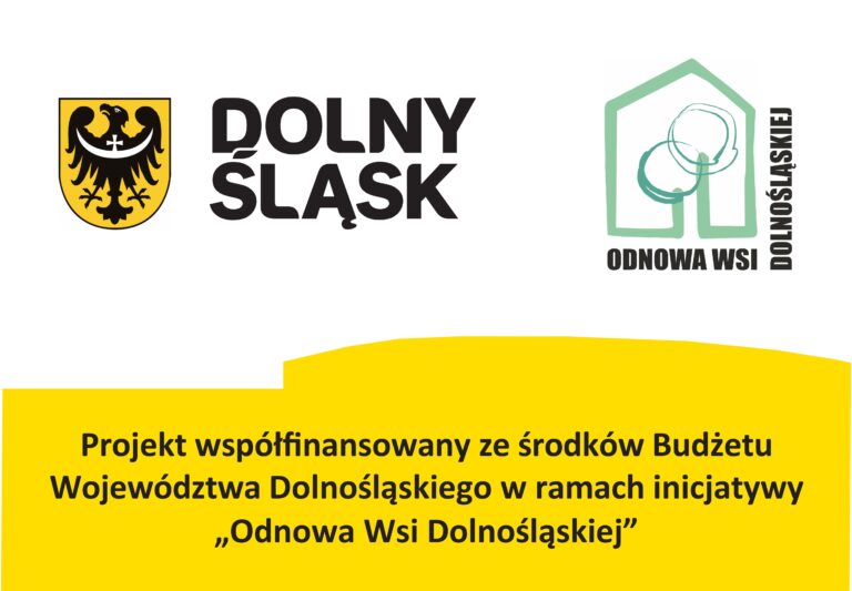 Projekt współfinansowany ze środków Budżetu Województwa Dolnośląskiego - Logo Dolny Śląsk, Logo Odnowa Wsi Dolnośląskiej